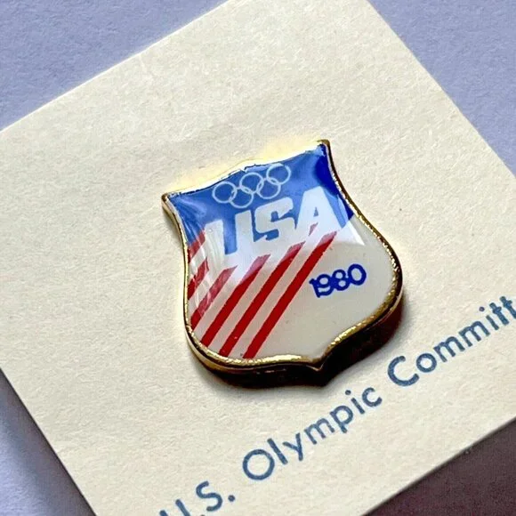 1980 U. S. Olympic Committee Pin on Original Card NEW Old Stock - Picture 6 of 7